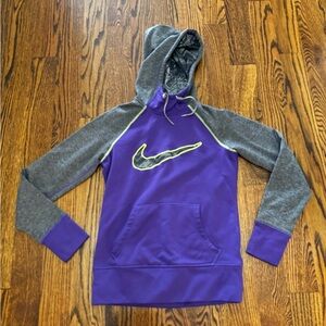 Nike Therma-Fit Purple Green and Gray Mock Neck Hoodie SMALL- EUC/ Like new!